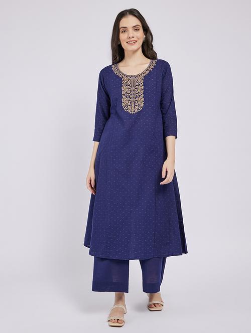 women self design three quarter sleeve a-line kurta - 21843892 -  Standard Image - 0
