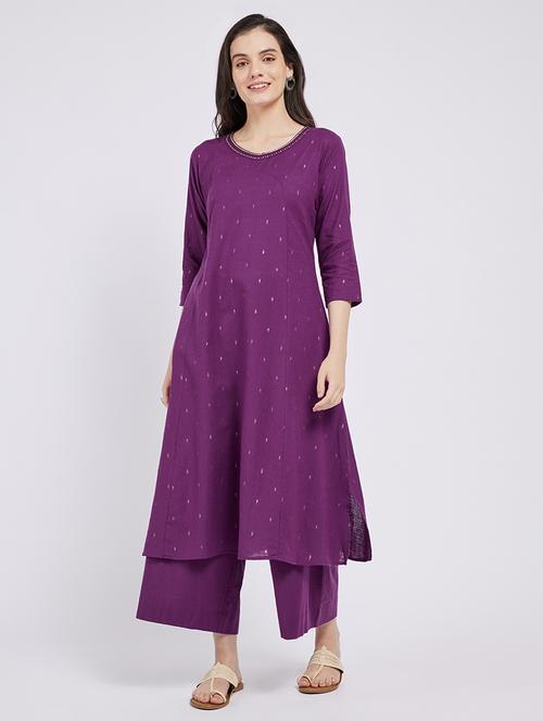 women self design three quarter sleeve a-line kurta - 21843893 - Standard Image - 0