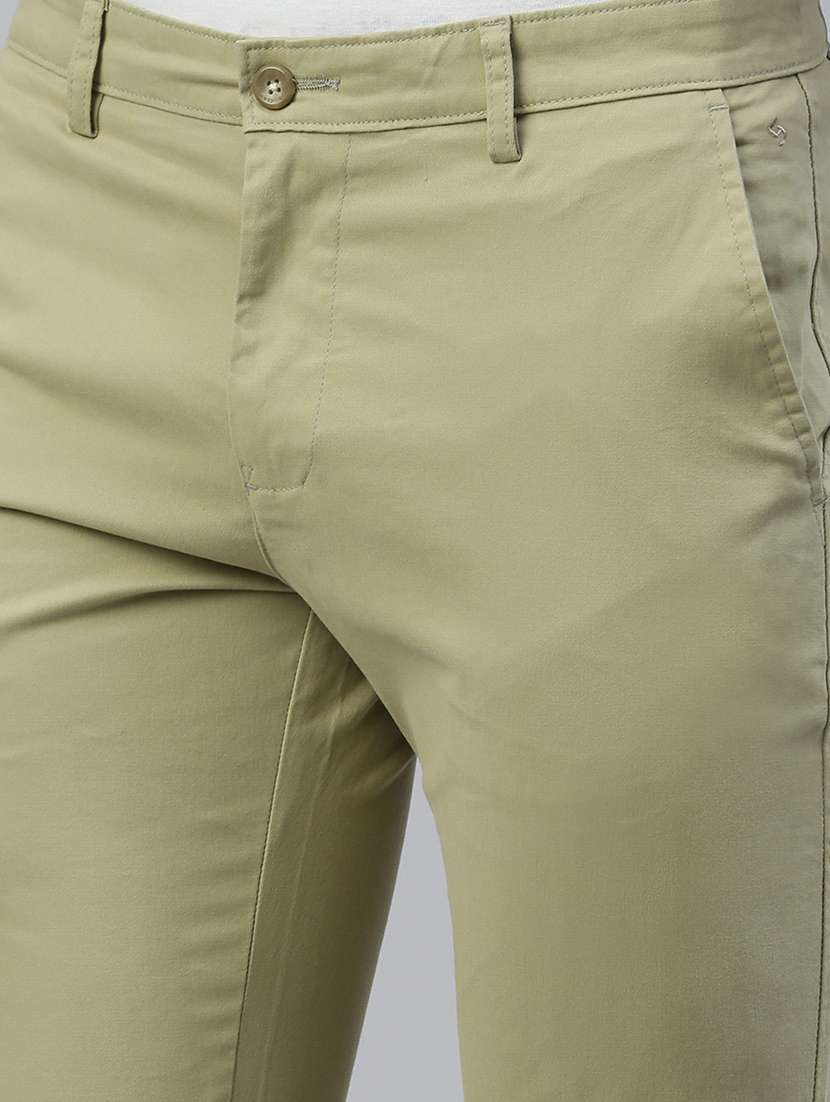 men olive solid mid rise chinos casual trouser - 21843928 -  Standard Image - 4