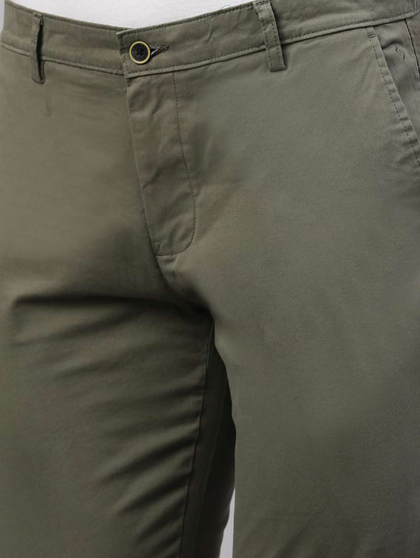 men green solid mid rise chinos casual trouser - 21843930 -  Standard Image - 4