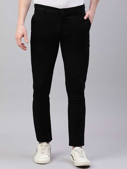 men black solid mid rise chinos casual trouser - 21843931 -  Standard Image - 0