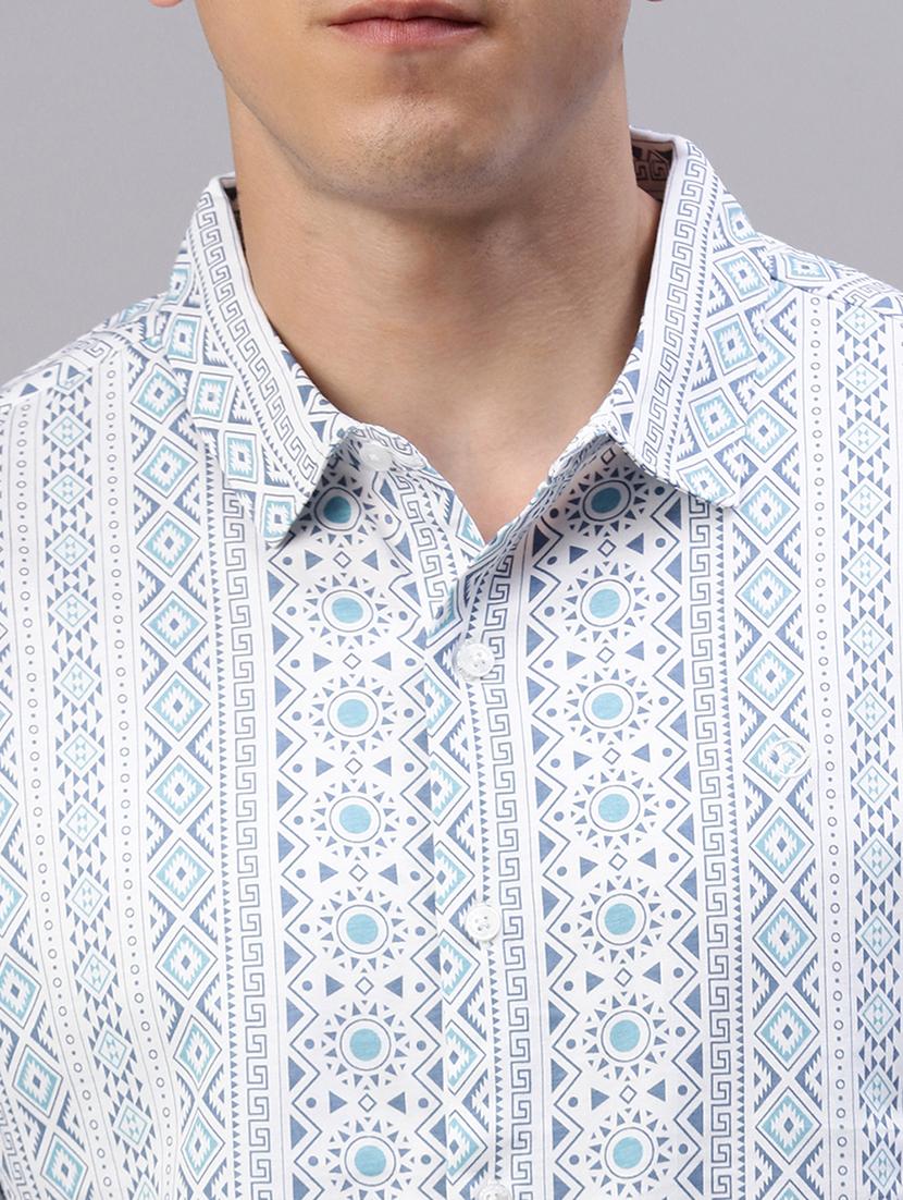 men printed short sleeve slim fit casual shirt - 21843932 - Standard Image - 4