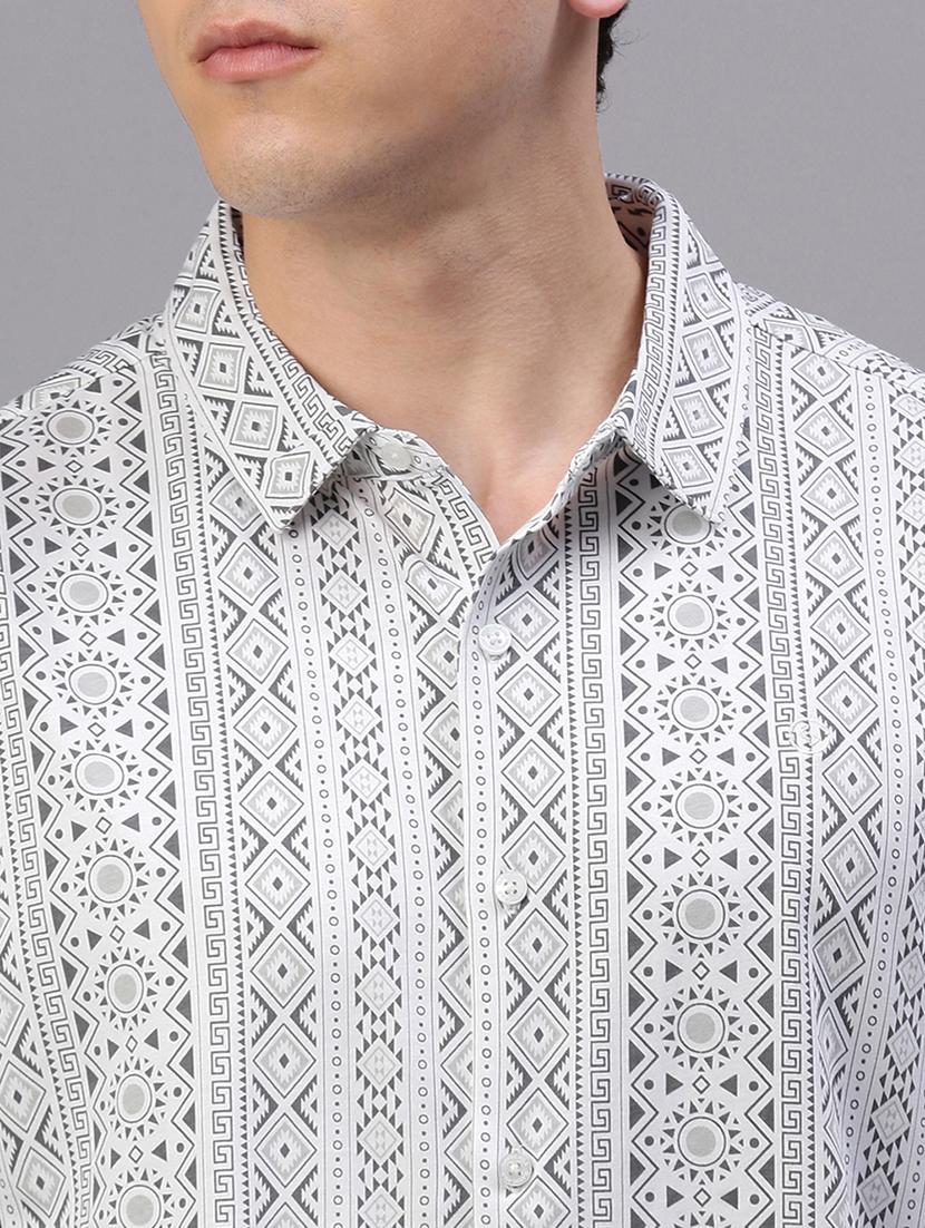 men printed short sleeve slim fit casual shirt - 21843933 - Standard Image - 4