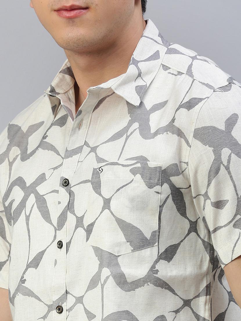 men printed short sleeve slim fit casual shirt - 21843936 - Standard Image - 4