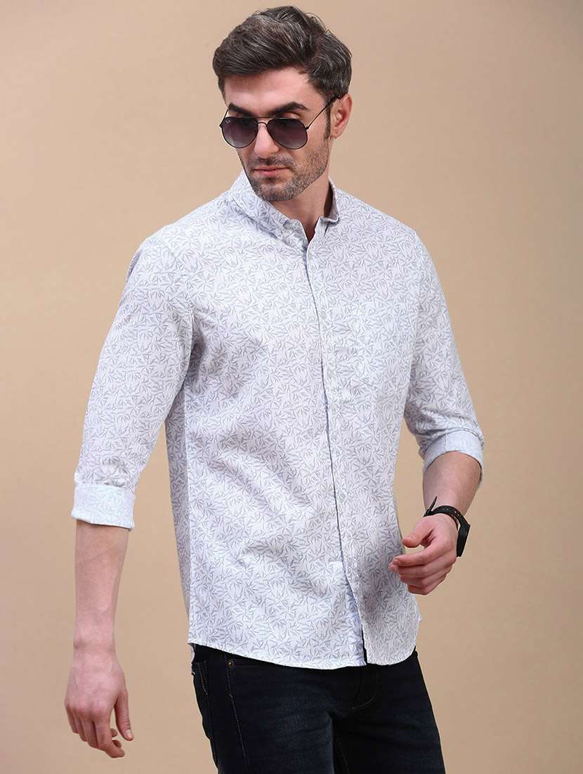 men printed long sleeve slim fit casual shirt - 21843937 -  Standard Image - 1