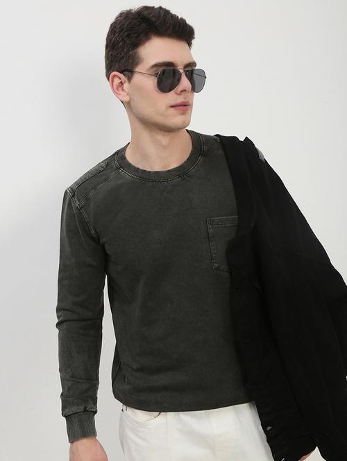 men green long sleeve solid slim fit sweatshirt - 21843949 -  Standard Image - 0