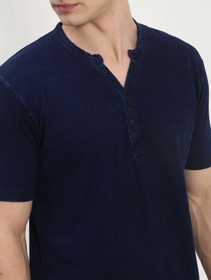 men navy blue short sleeve solid slim fit t-shirt - 21843957 - Standard Image - 4