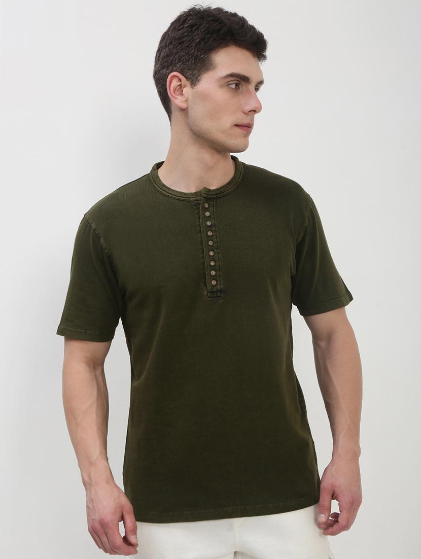 men green short sleeve solid slim fit t-shirt - 21843961 - Standard Image - 1