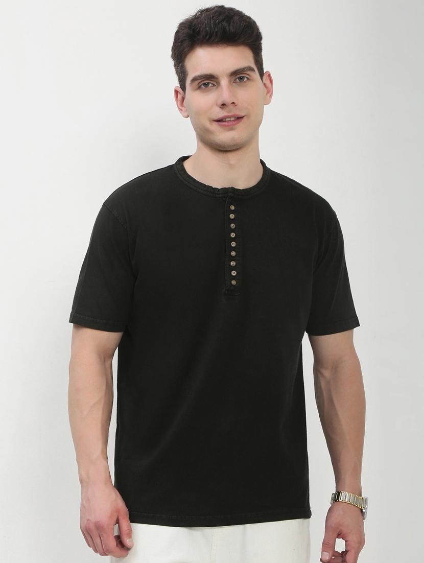 men bleck short sleeve solid slim fit t-shirt - 21843962 - Standard Image - 1