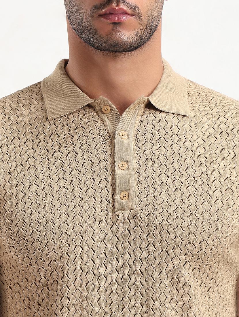 men beige short sleeve solid slim fit polo t-shirt - 21843968 - Standard Image - 4