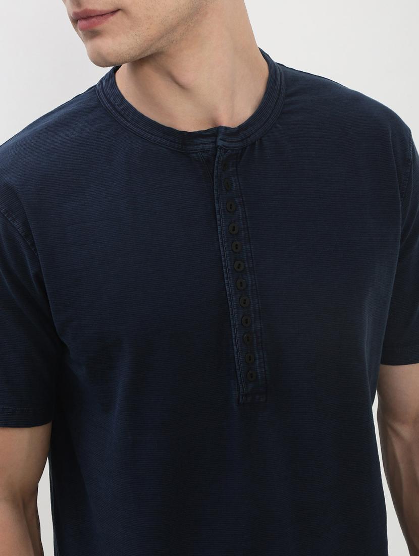 men navy blue short sleeve solid slim fit t-shirt - 21843970 - Standard Image - 4