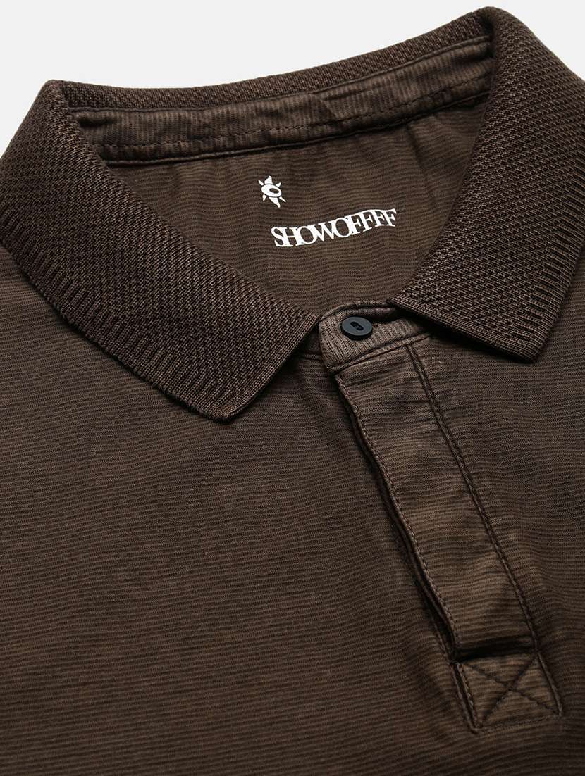 men brown short sleeve solid slim fit polo t-shirt - 21843971 - Standard Image - 6
