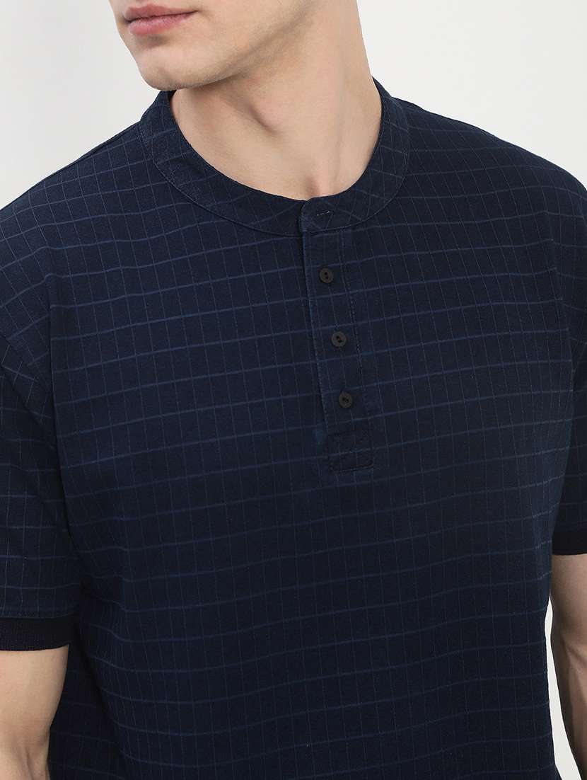men navy blue short sleeve solid slim fit t-shirt - 21843976 -  Standard Image - 4