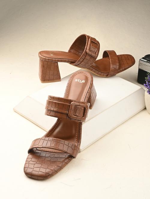 women tan block heel sandals - 21844103 -  Standard Image - 0