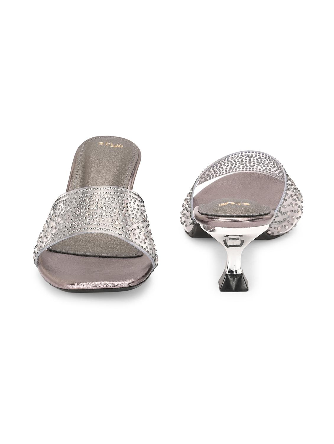 women grey embellished sandal - 21844104 - Standard Image - 4