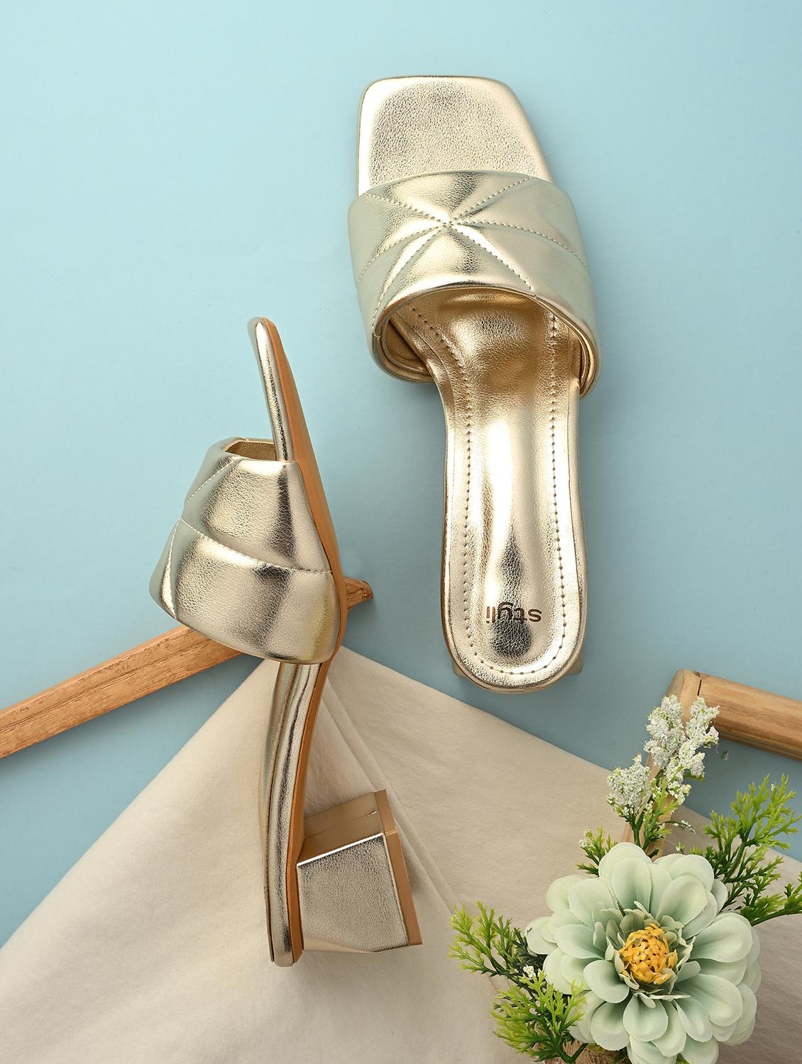 women gold block heel sandal - 21844105 - Zoom Image - 0