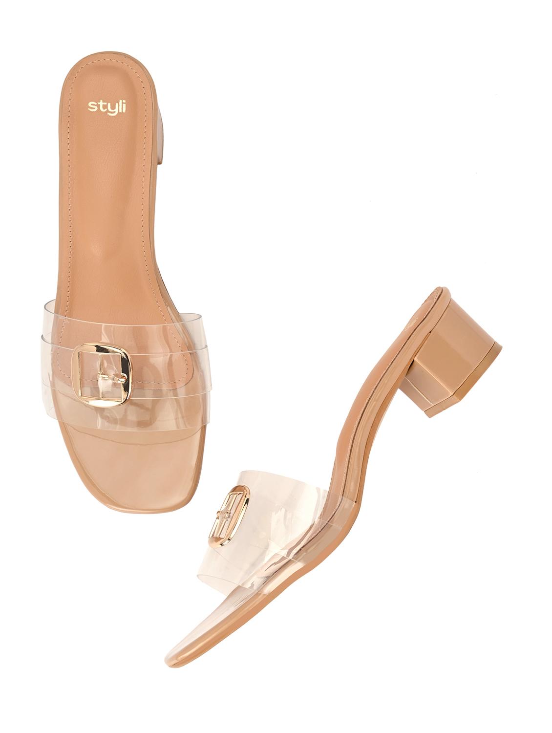 women solid transparent strap sandal - 21844107 - Standard Image - 4