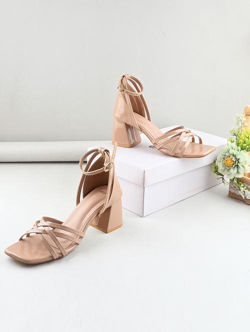 women beige ankle strap block heels - 21844108 -  Standard Image - 0