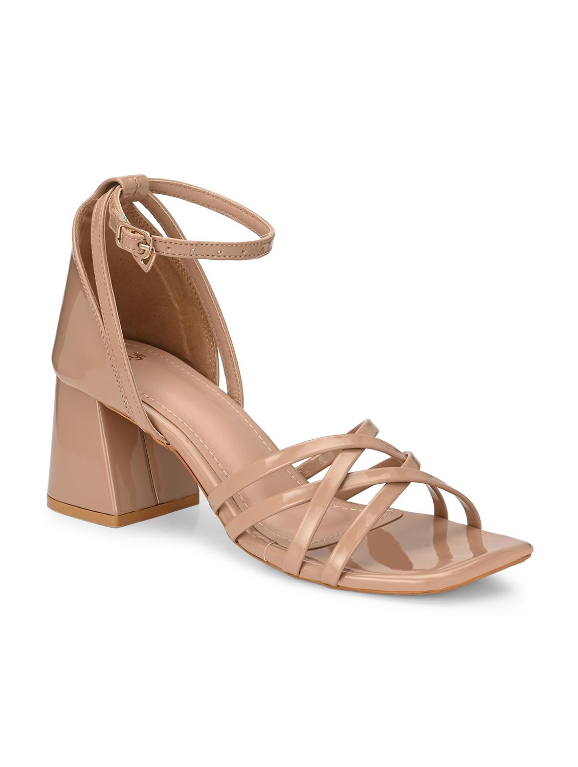 women beige ankle strap block heels - 21844108 -  Standard Image - 1