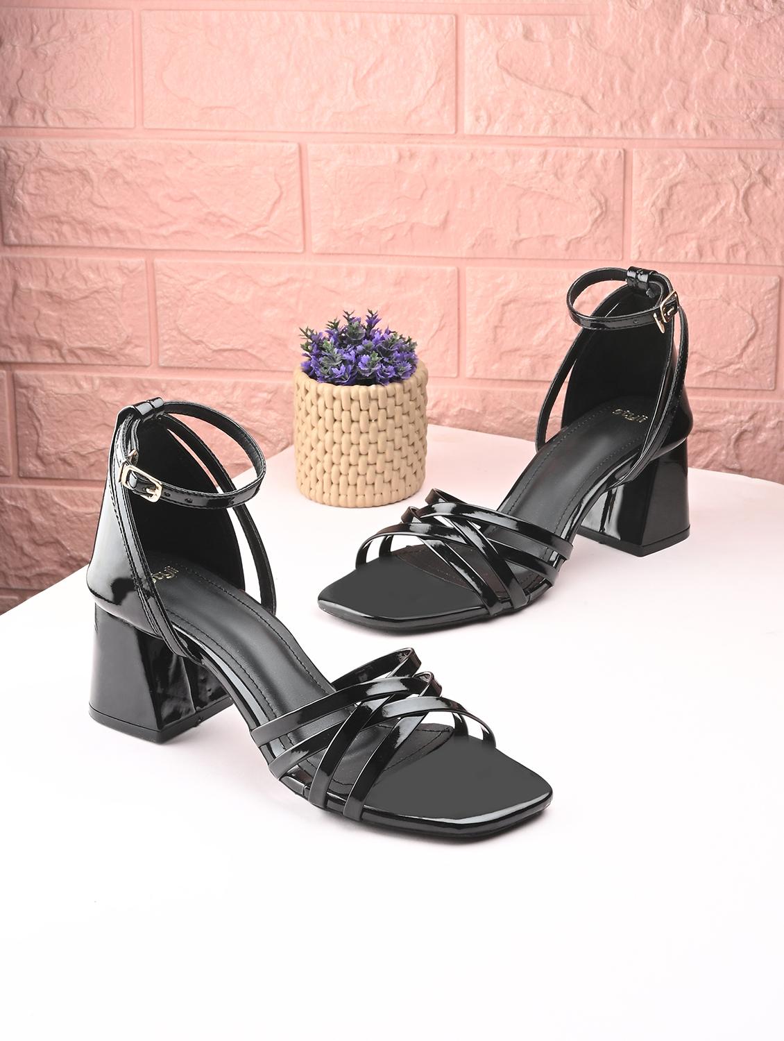 women black ankle strap block heels - 21844109 -  Zoom Image - 0