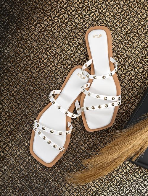 women white embellsihed slip on flats - 21844112 -  Standard Image - 0