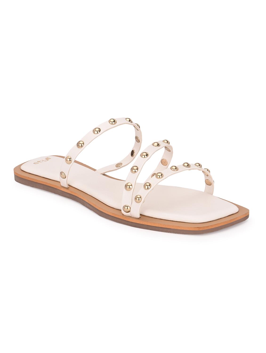 women white embellsihed slip on flats - 21844112 - Standard Image - 1