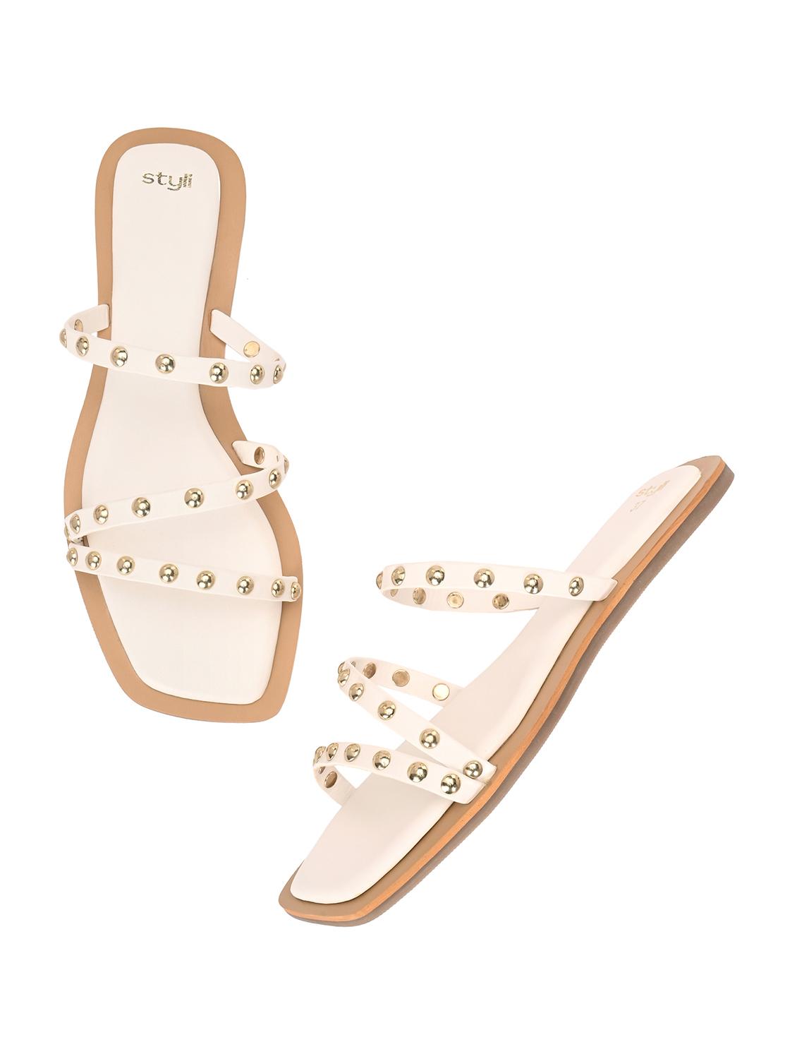women white embellsihed slip on flats - 21844112 - Standard Image - 4
