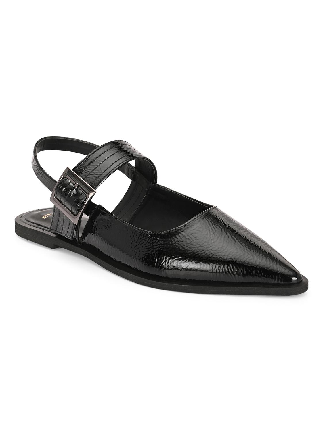women black back strap flats - 21844115 - Standard Image - 1