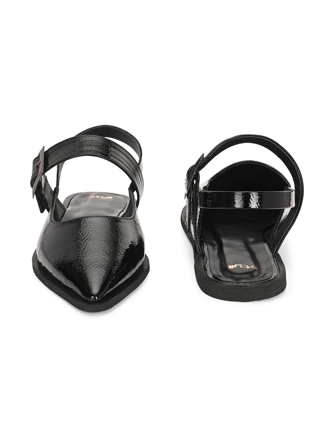 women black back strap flats - 21844115 - Standard Image - 4