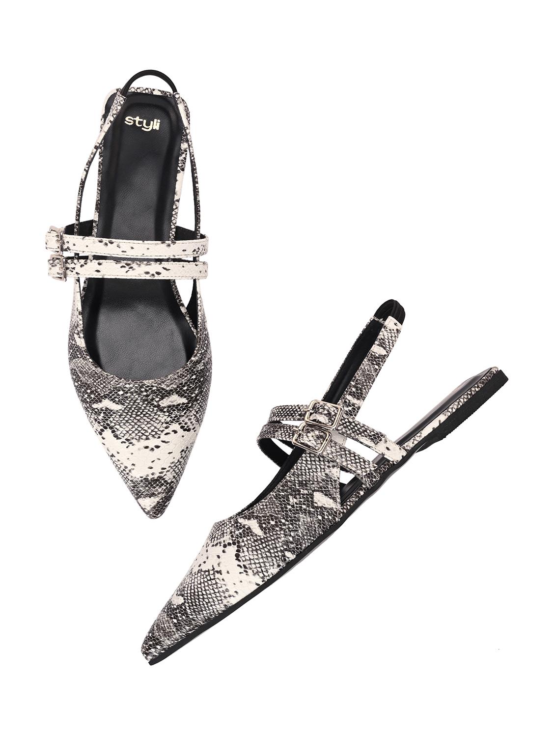 women grey textured back strap flats - 21844119 - Standard Image - 4