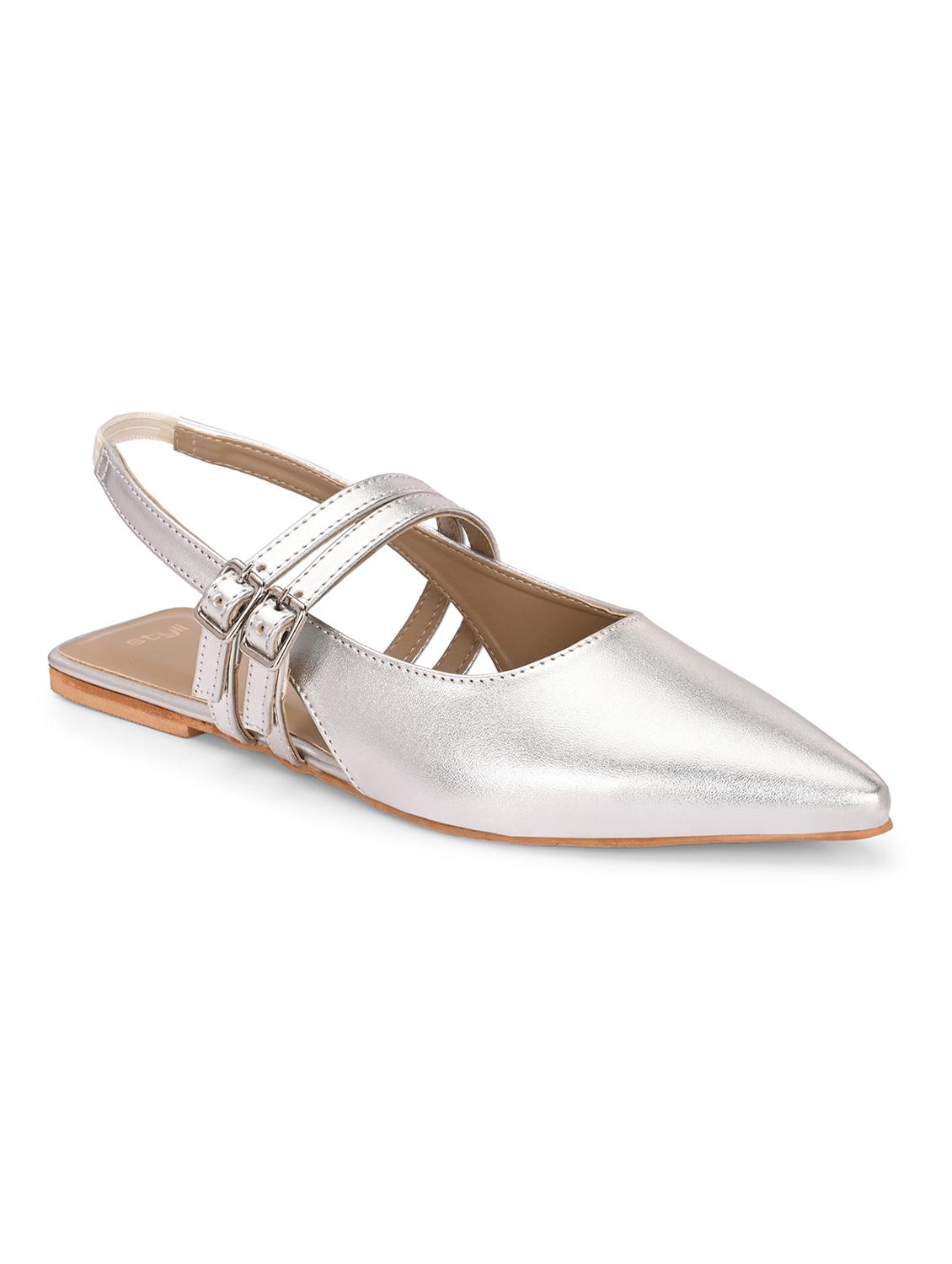 women silver back strap flats  - 21844120 -  Standard Image - 1