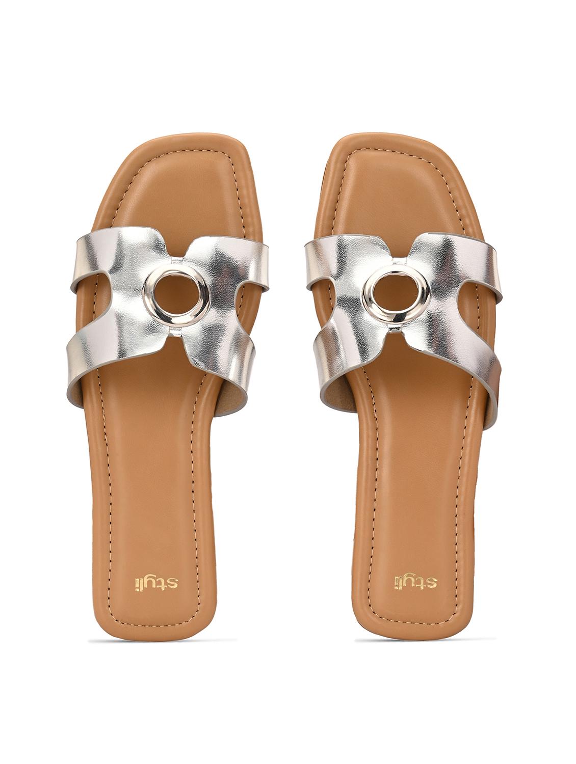 women silver slip on flats - 21844124 - Standard Image - 4