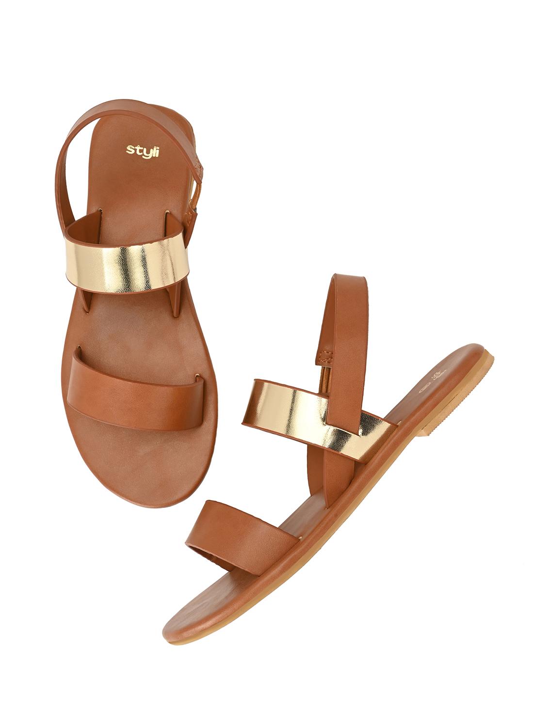women tan back strap flats - 21844126 - Standard Image - 4