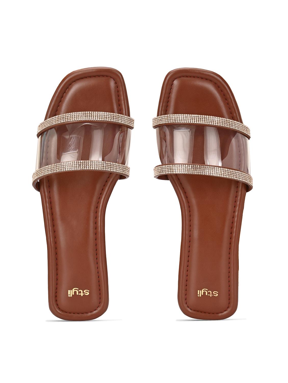 women embellished transparent strap flats - 21844127 - Standard Image - 4