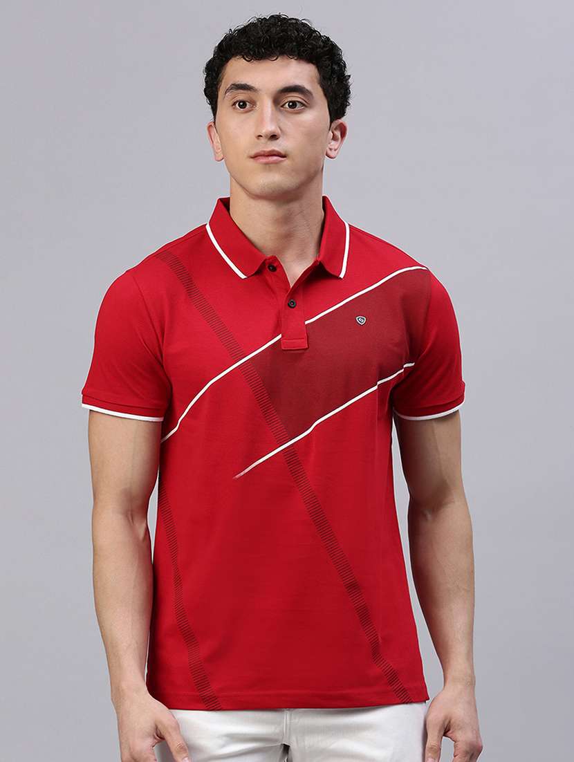 men printed short sleeve slim fit polo t-shirt - 21844297 -  Standard Image - 1