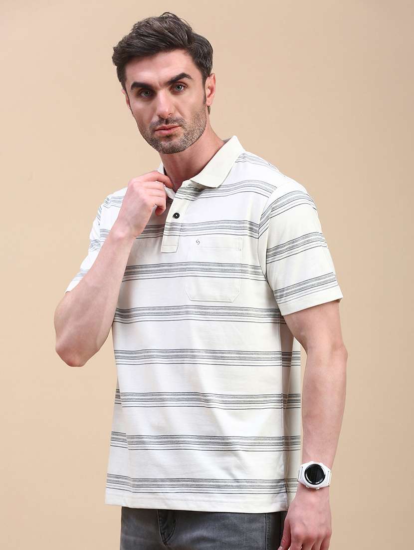 men stripes short sleeve regular fit polo t-shirt - 21844302 -  Standard Image - 1