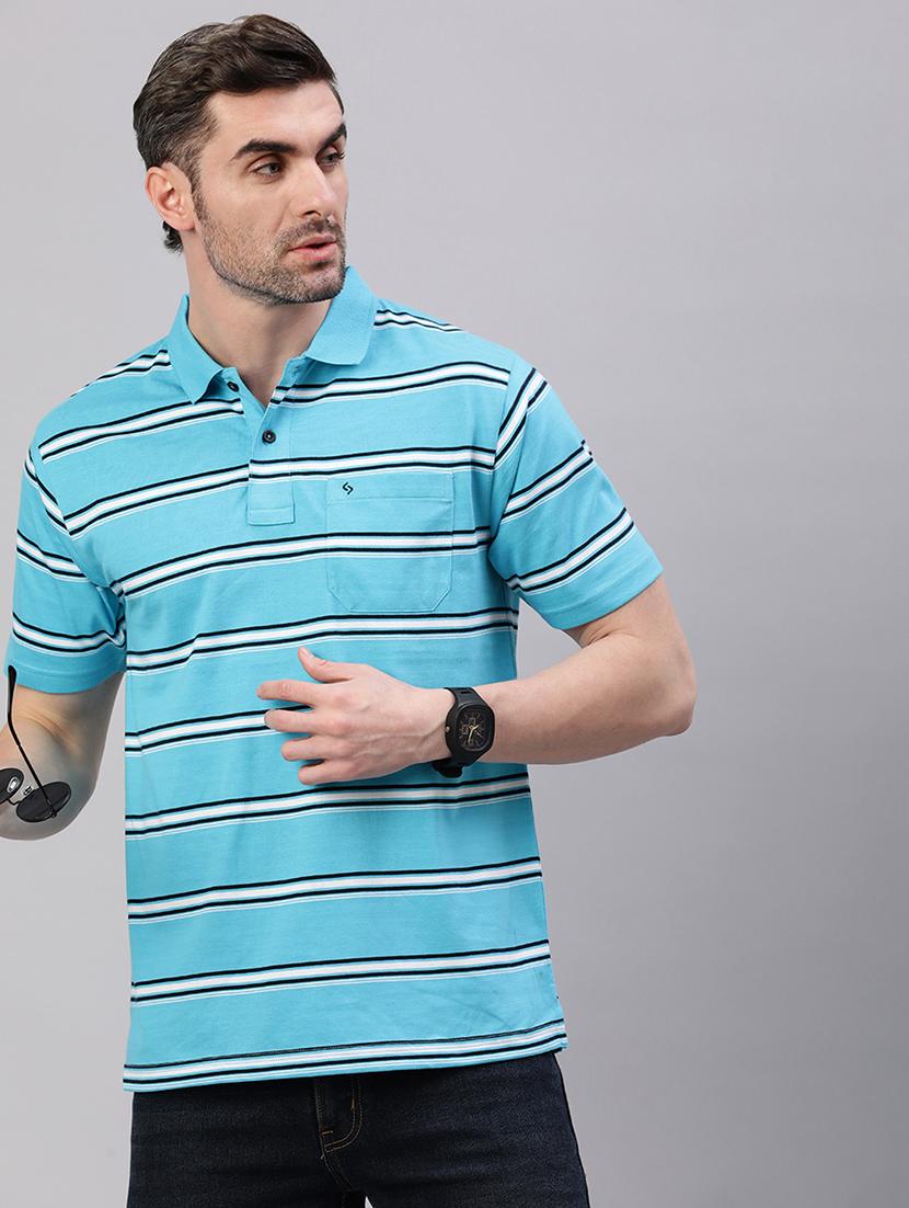 men stripes short sleeve regular fit polo t-shirt - 21844307 - Standard Image - 1