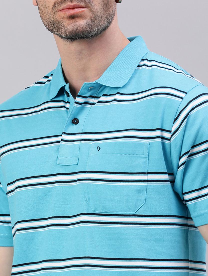 men stripes short sleeve regular fit polo t-shirt - 21844307 - Standard Image - 4