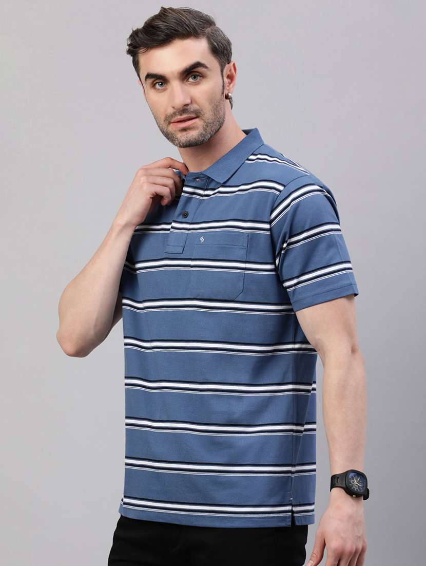 men stripes short sleeve regular fit polo t-shirt - 21844308 -  Standard Image - 1