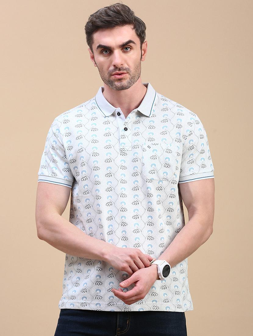 men printed short sleeve slim fit  polo t-shirt