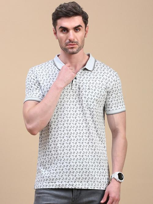 men printed short sleeve slim fit polo t-shirt - 21844314 -  Standard Image - 0