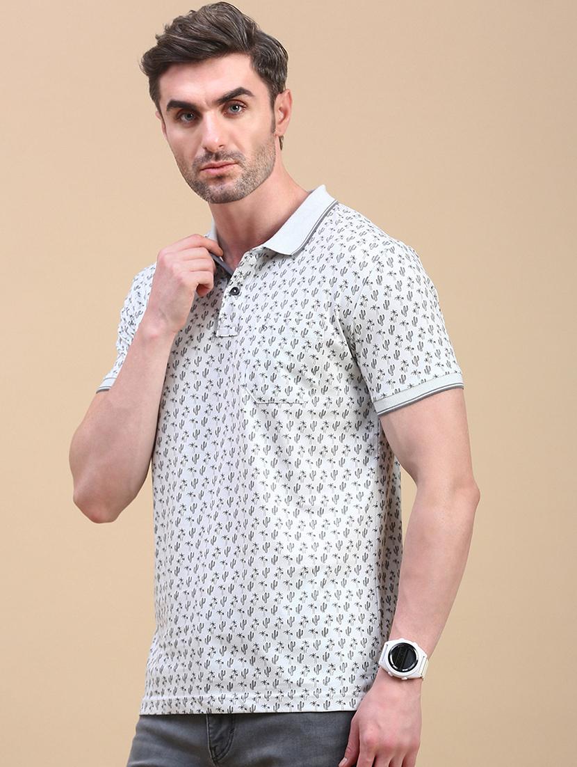 men printed short sleeve slim fit polo t-shirt - 21844314 -  Standard Image - 1