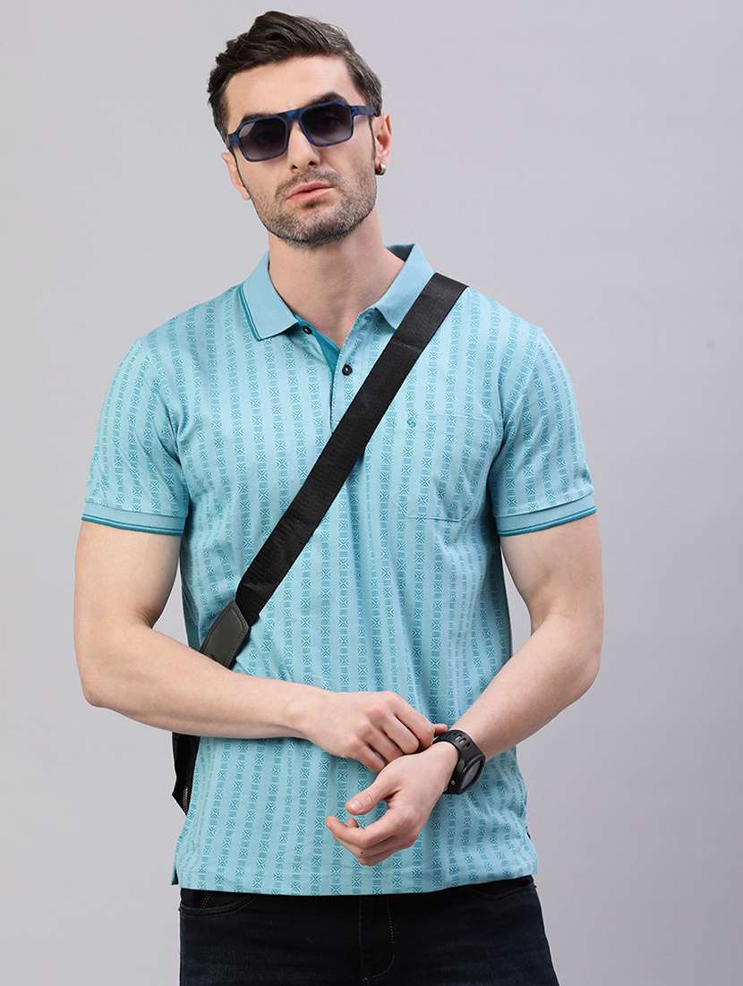 men stripes short sleeve slim fit polo t-shirt