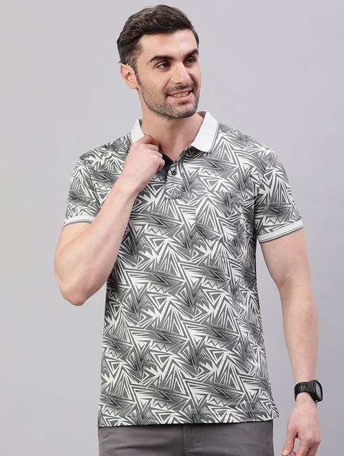 men printed short sleeve slim fit polo t-shirt - 21844318 - Standard Image - 0