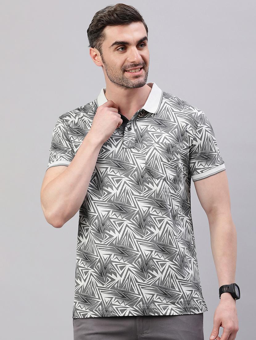 men printed short sleeve slim fit polo t-shirt - 21844318 - Zoom Image - 0