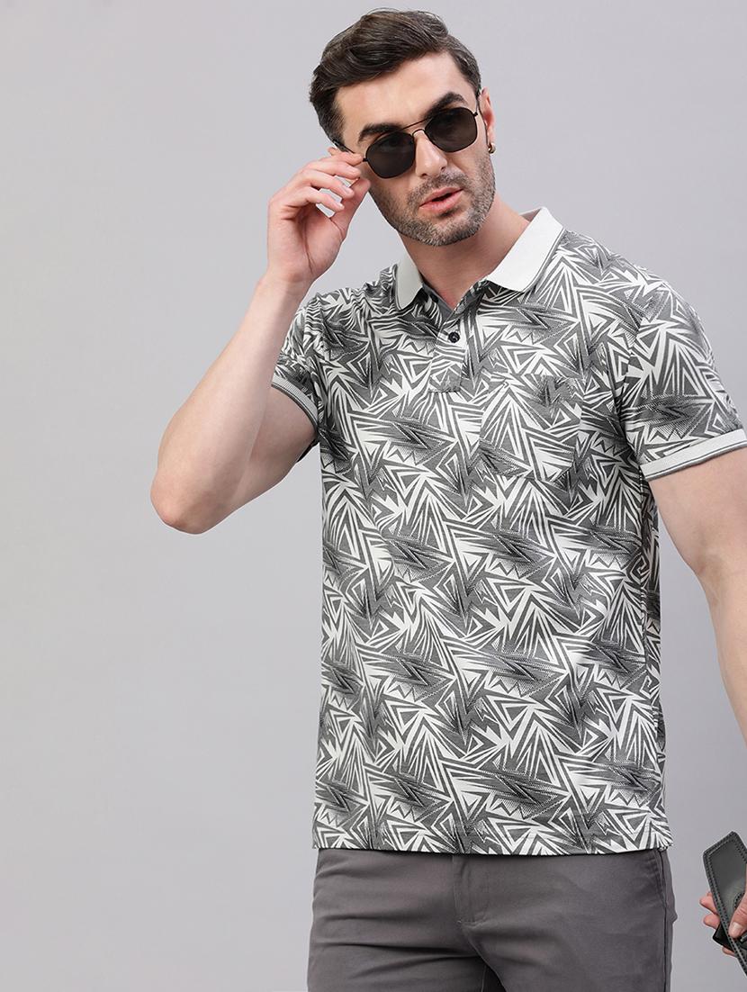 men printed short sleeve slim fit polo t-shirt - 21844318 - Standard Image - 1