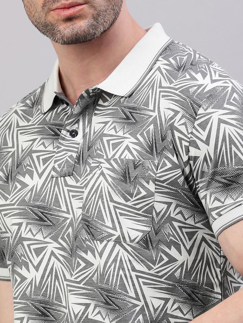 men printed short sleeve slim fit polo t-shirt - 21844318 - Standard Image - 4