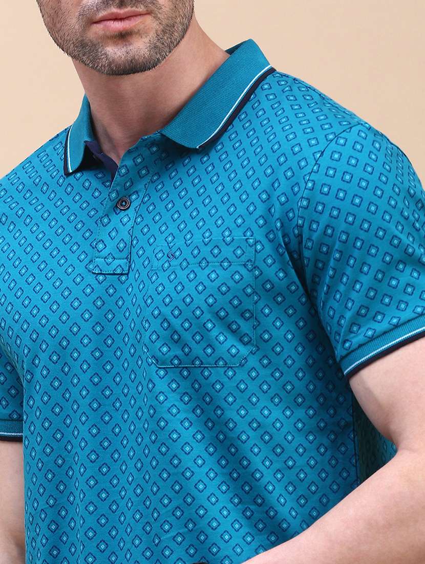 men printed short sleeve slim fit polo t-shirt - 21844320 -  Standard Image - 4