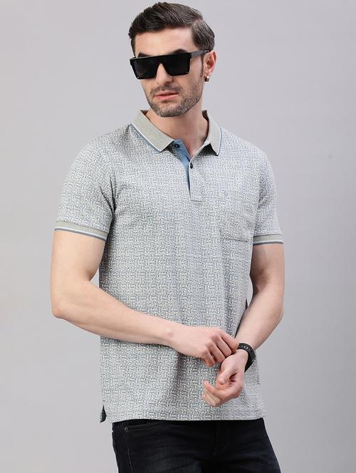 men printed short sleeve slim fit polo t-shirt - 21844321 -  Standard Image - 0
