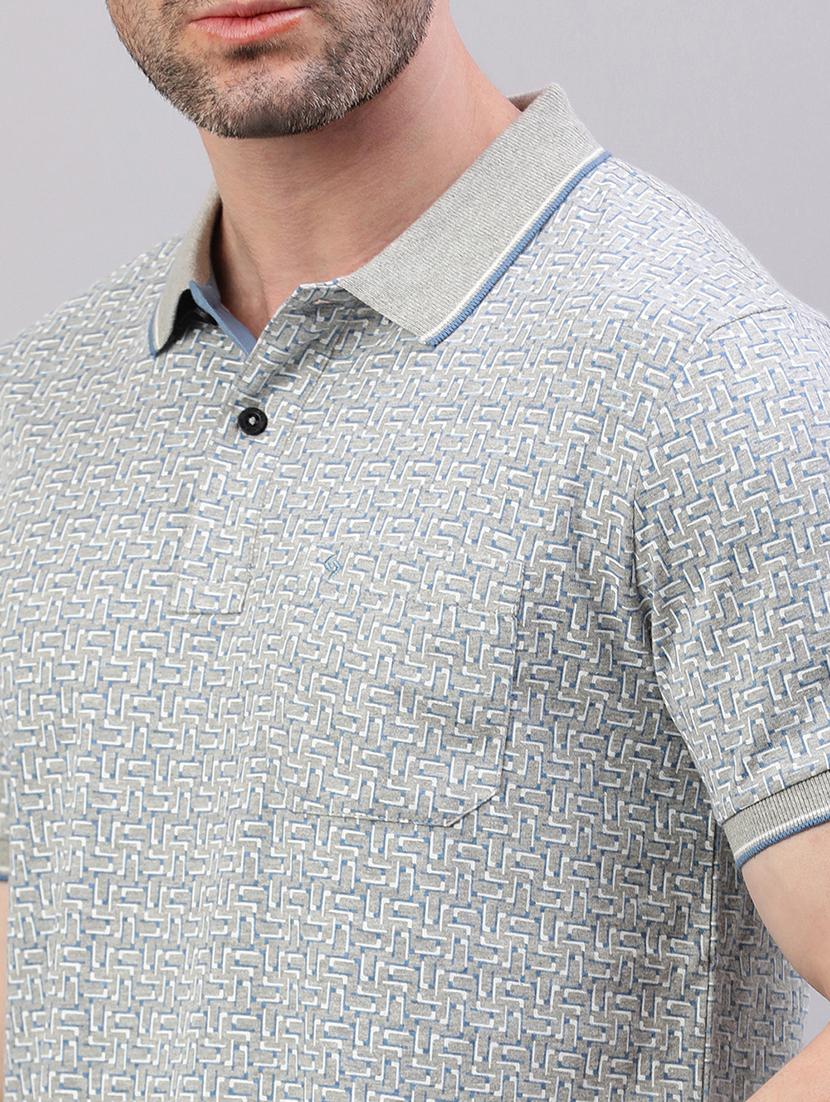 men printed short sleeve slim fit polo t-shirt - 21844321 - Standard Image - 4